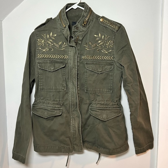 Forever 21 Full Zip Up Embroidered Military Jacket - Picture 3 of 6